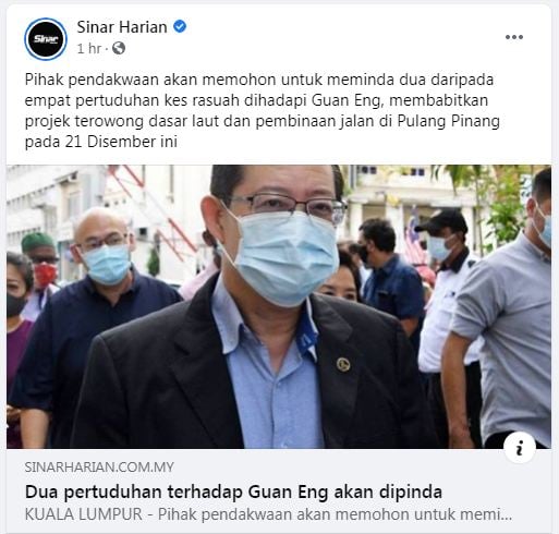 Dua Pertuduhan Terhadap Guan Eng Akan Dipinda